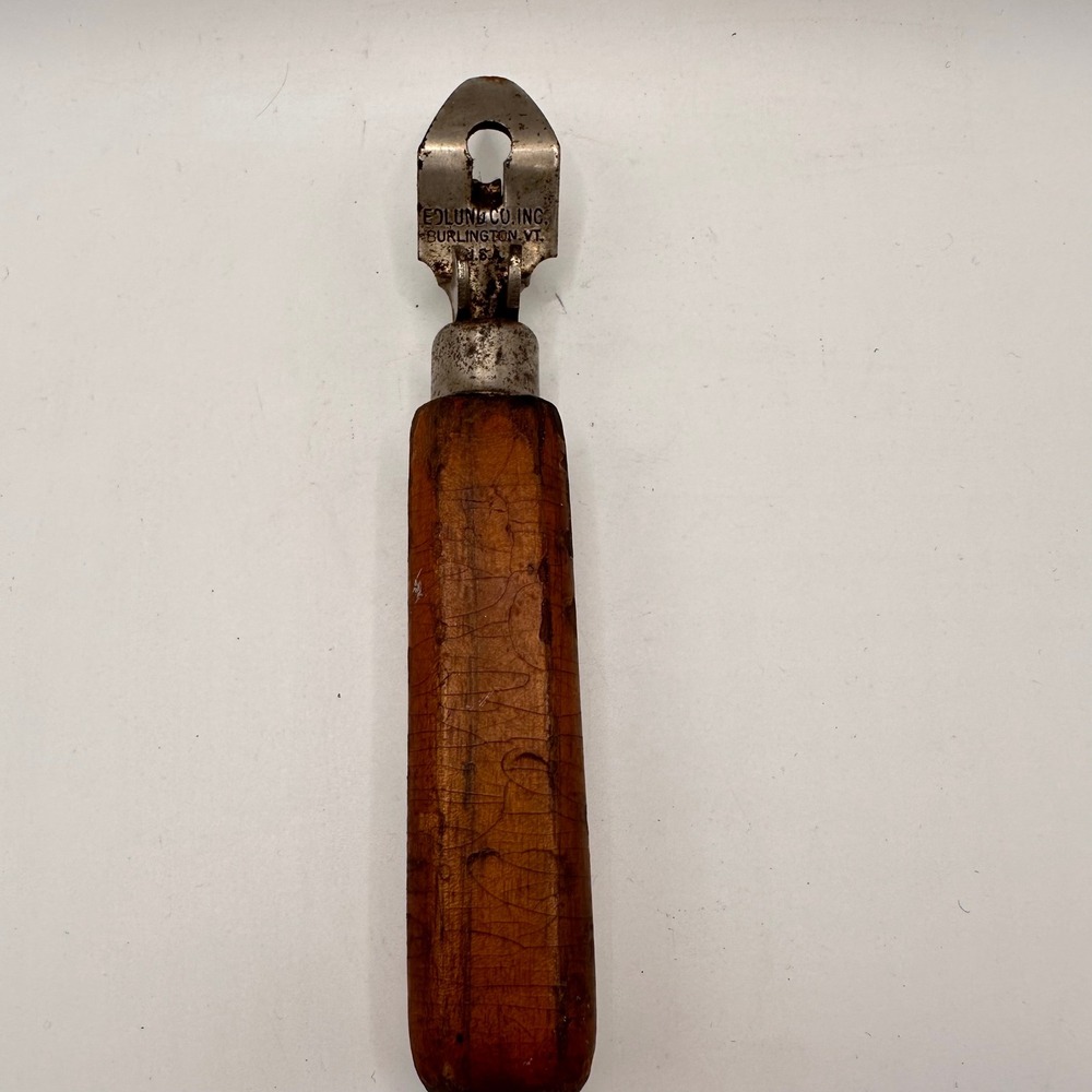 Vintage Edlund‎ Co Inc Wood Handle Bottle Opener Can Piercer Burlington VT USA
